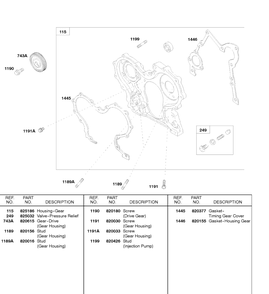 Gear Housing, Drive Gear Diagram and Parts List for 58A447-0234-XX  Briggs and Stratton Engine